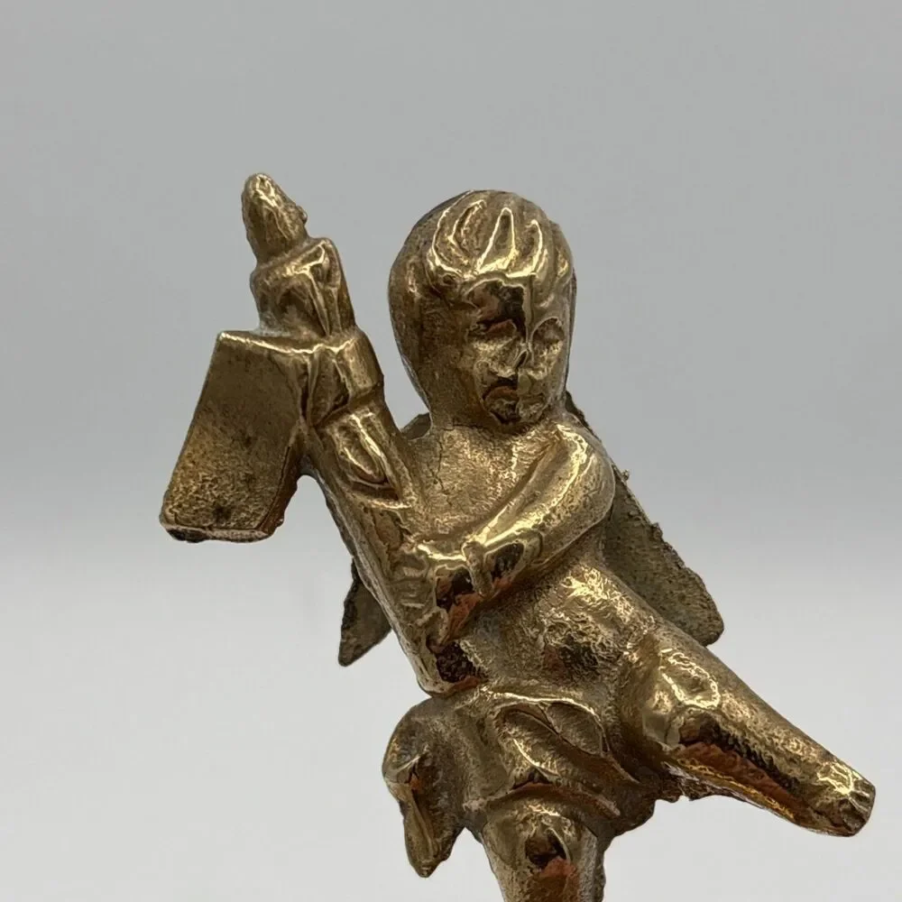 Vintage Brass Cherub Angel Bell Solid Brass Made in India Decorative